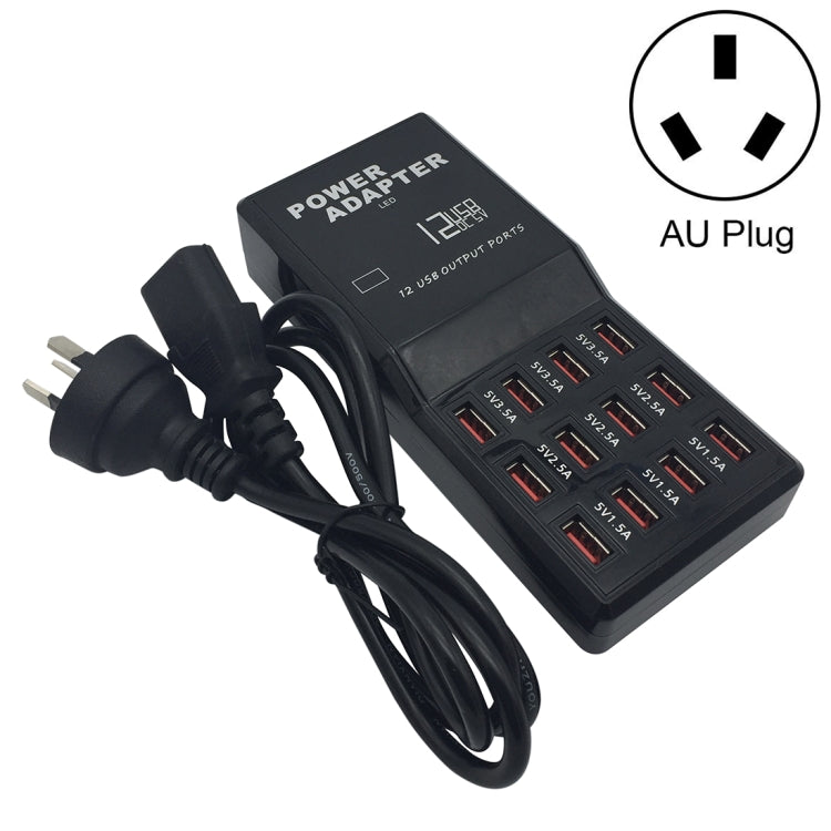 W-858 12A Station de charge rapide USB de bureau intelligente 12 ports CA 100-240 V, prise AU, prise AU