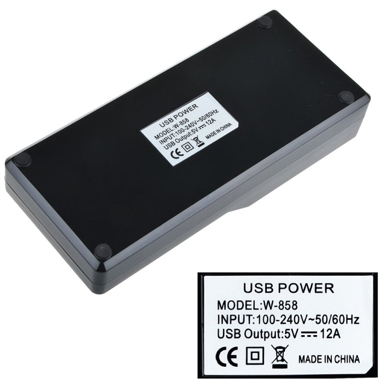 W-858 12A Station de chargement rapide USB intelligente de bureau à 12 ports AC100-240V, prise US, prise US