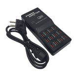 W-858 12A 12 ports USB Station de charge rapide Chargeur intelligent de bureau AC100-240V, prise EU, prise EU