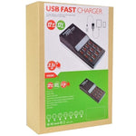 W-858 12A 12 ports USB Station de charge rapide Chargeur intelligent de bureau AC100-240V, prise EU, prise EU