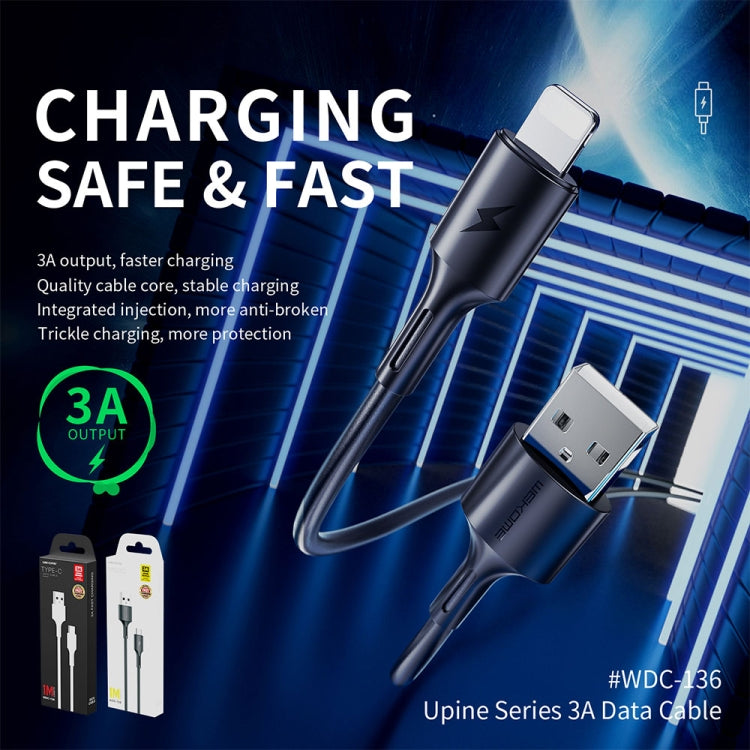 Câble de données de charge rapide 3A USB vers 8 broches WK WDC-136, USB vers 8 broches (noir), USB vers 8 broches (blanc)