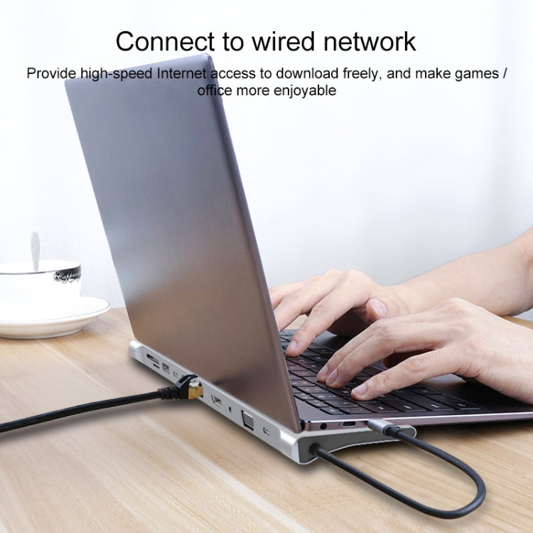 Adaptateur HUB 11 en 1 RJ45 + 87W PD + SD/TF + USBx3 + HDMI + VGA + AUX 3,5 mm vers Type-C, 11 en 1