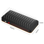Station de recharge rapide USB intelligente WLX-815 100W à 15 ports avec support pour téléphone et tablette, prise US 100W, prise EU 100W, prise UK 100W, prise AU 100W