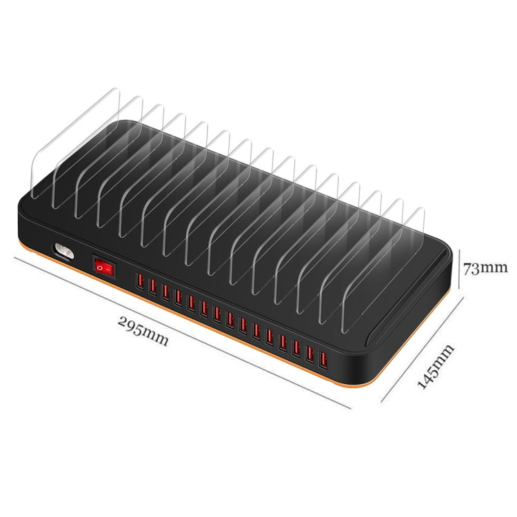 Station de recharge rapide USB intelligente WLX-815 100W à 15 ports avec support pour téléphone et tablette, prise US 100W, prise EU 100W, prise UK 100W, prise AU 100W