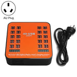 WLX-840 Station de Recharge Intelligente USB 200W à 40 Ports avec Écran Numérique AC100-240V, Prise AU (Noir+Orange), Prise AU