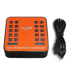 Station de recharge intelligente USB 40 ports avec affichage numérique WLX-840 200 W CA 100-240 V, prise américaine (noir + orange)