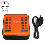 WLX-840 Station de Recharge Intelligente USB à Écran Numérique 40 Ports 200W AC100-240V, Prise UK (Noir+Orange), Prise UK