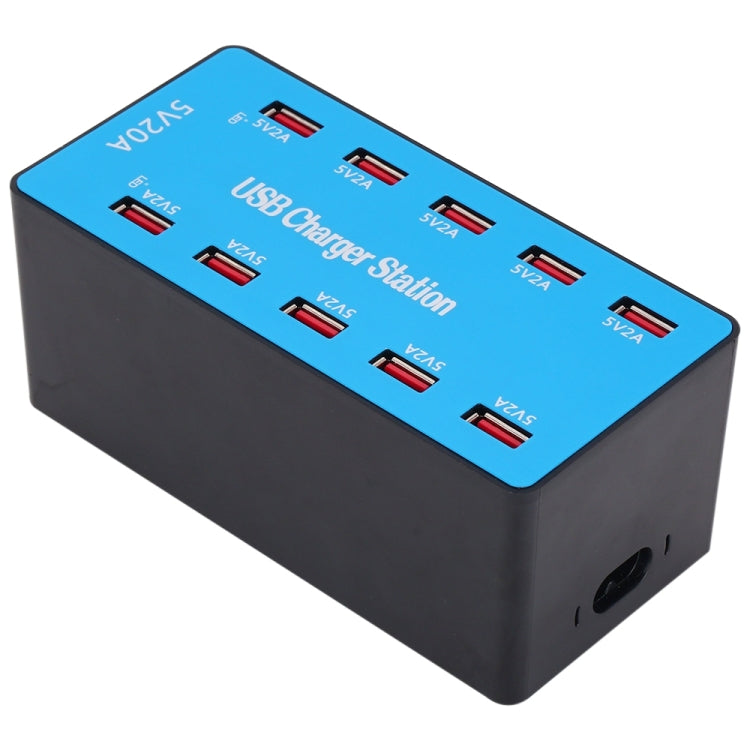 Station de charge intelligente USB 10 ports A5B 100W avec voyant lumineux, prise US, 100W