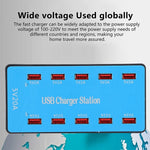 Station de charge intelligente USB 10 ports A5B 100W avec voyant lumineux, prise US, 100W
