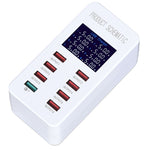 Station de charge intelligente A8 50W 8 ports USB + QC3.0 avec affichage numérique AC100-240V, prise EU, A8 prise EU