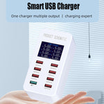 Station de charge intelligente A8 50W 8 ports USB + QC3.0 avec affichage numérique AC100-240V, prise EU, A8 prise EU