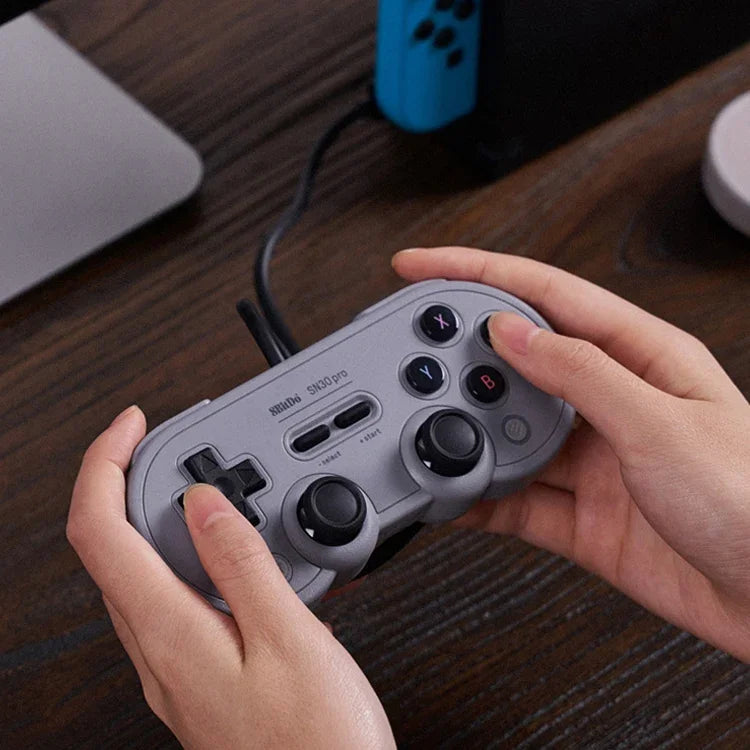 Manette de jeu filaire USB 8Bitdo SN30 PRO pour Switch / Steam / PC, SN30 PRO filaire (gris)