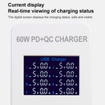 Station de charge intelligente USB A8T 60W 8 ports + QC3.0 + PD Type-C avec affichage numérique AC100-240V, prise AU, prise A8T AU