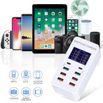 Station de charge intelligente USB A8T 60W 8 ports + QC3.0 + PD Type-C avec affichage numérique AC100-240V, prise AU, prise A8T AU