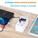 Station de charge intelligente USB A8T 60W 8 ports + QC3.0 + PD Type-C avec affichage numérique AC100-240V, prise AU, prise A8T AU