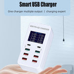 A8T Station de recharge intelligente 8 ports USB + QC3.0 + PD Type-C 60 W avec écran numérique AC100-240V, prise UK, A8T prise UK