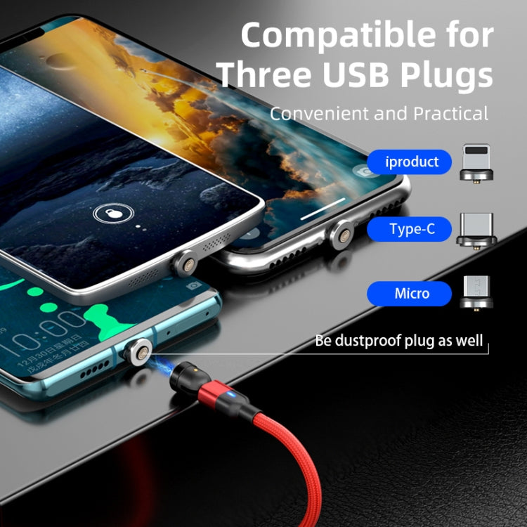 Câble de synchronisation et de charge magnétique rotatif à 540 degrés USB 3 en 1 vers 8 broches + USB-C / Type-C + Micro USB, 2m 3A, 2m 3 en 1