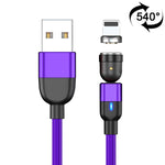 Câble de synchronisation et de charge magnétique rotatif 540 degrés USB vers 8 broches, sortie 2 m 3 A, 2 m 8 broches