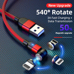 Câble de synchronisation et de charge magnétique rotatif 540 degrés USB vers 8 broches, sortie 2 m 3 A, 2 m 8 broches