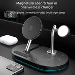 S20 4 en 1 15W Chargeur sans fil magnétique multifonctionnel avec veilleuse et support pour téléphones portables / AirPods, S20 Noir, S20 Blanc