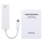 Câble adaptateur réseau LAN Ethernet NK107A1 8 broches vers RJ45 pour iPhone/iPad Series, longueur totale : 16 cm