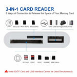 NK-1081 Adaptateur lecteur de carte SD + TF + USB 8 broches pour appareil photo