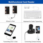 NK-1081 Adaptateur lecteur de carte SD + TF + USB 8 broches pour appareil photo