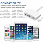 NK-1081 Adaptateur lecteur de carte SD + TF + USB 8 broches pour appareil photo