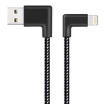 Câble de synchronisation de données et de charge USB vers 8 broches coudé des deux côtés en nylon tressé, de 1 m et 2 A, 1 m et 8 broches, 2 A