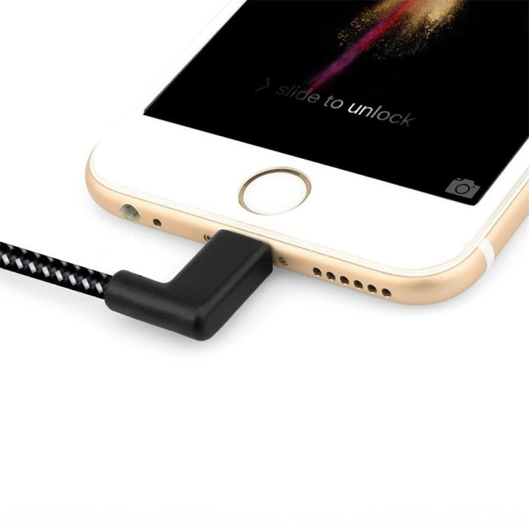 Câble de synchronisation de données et de charge USB vers 8 broches coudé des deux côtés en nylon tressé, de 1 m et 2 A, 1 m et 8 broches, 2 A