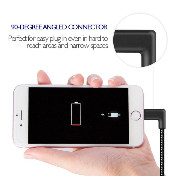 Câble de synchronisation de données et de charge USB vers 8 broches coudé des deux côtés en nylon tressé, de 1 m et 2 A, 1 m et 8 broches, 2 A