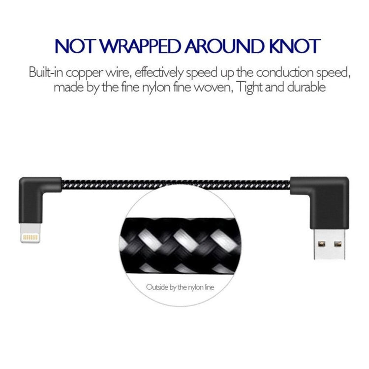 Câble de synchronisation de données et de charge USB vers 8 broches coudé des deux côtés en nylon tressé, de 1 m et 2 A, 1 m et 8 broches, 2 A