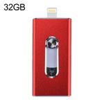 Clé USB 32 Go 3-en-1 USB 2.0, 8 broches et micro USB RQW-02, rouge RQW-02