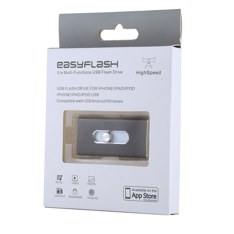 Clé USB 3 en 1 USB 2.0 et 8 broches et Micro USB 64 Go RQW-02, Noir RQW-02
