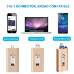 Clé USB 3 en 1 USB 2.0 et 8 broches et Micro USB 64 Go RQW-02, Noir RQW-02