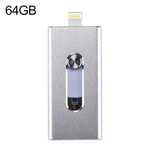 Clé USB 64 Go 3-en-1 RQW-02 (USB 2.0, 8 broches et micro USB), RQW-02 Argent