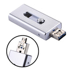 Clé USB 64 Go 3-en-1 RQW-02 (USB 2.0, 8 broches et micro USB), RQW-02 Argent