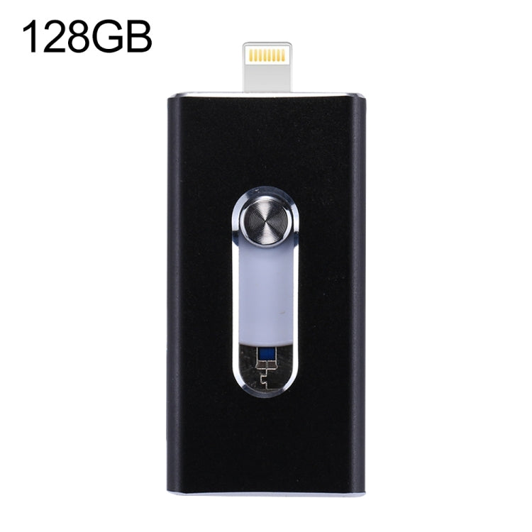 Clé USB RQW-02 3-en-1 USB 2.0 & 8 broches & Micro USB 128 Go, RQW-02 Noir