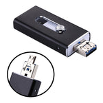 Clé USB RQW-02 3-en-1 USB 2.0 & 8 broches & Micro USB 128 Go, RQW-02 Noir