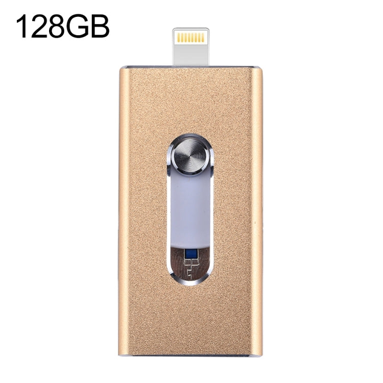 Clé USB 3-en-1 USB 2.0, 8 broches et micro USB 128 Go RQW-02 Or