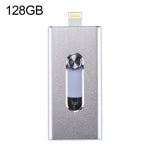 Clé USB 3-en-1 USB 2.0, 8 broches et Micro USB 128 Go RQW-02, argent RQW-02