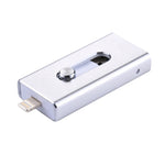 Clé USB 3-en-1 USB 2.0, 8 broches et Micro USB 128 Go RQW-02, argent RQW-02