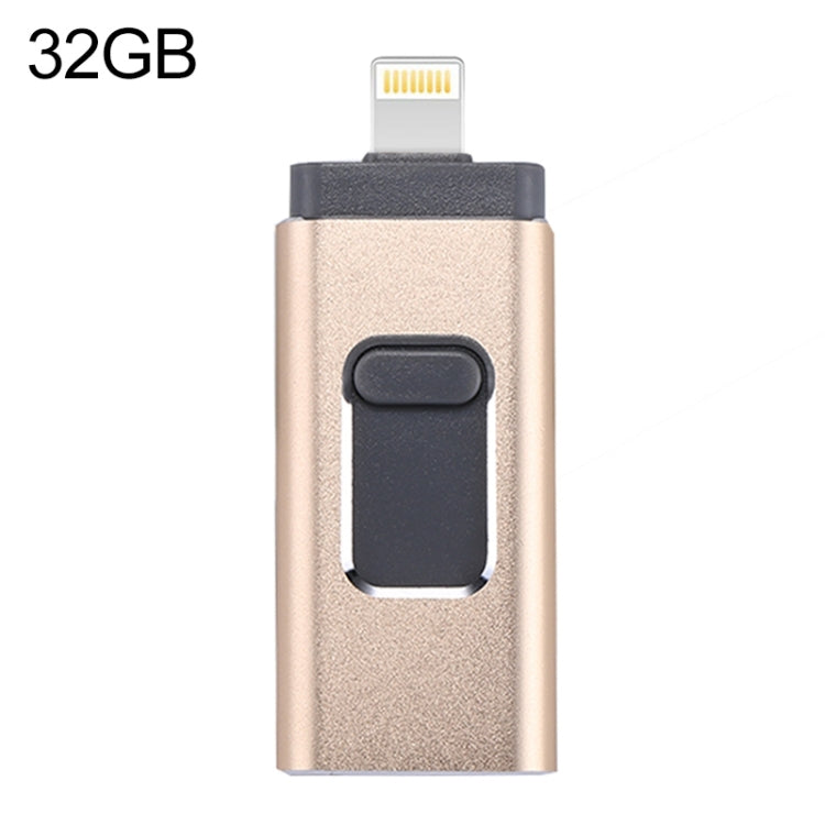 Clé USB 32 Go easyflash RQW-01B 3 en 1 USB 2.0 & 8 broches & Micro USB, RQW-01B Or