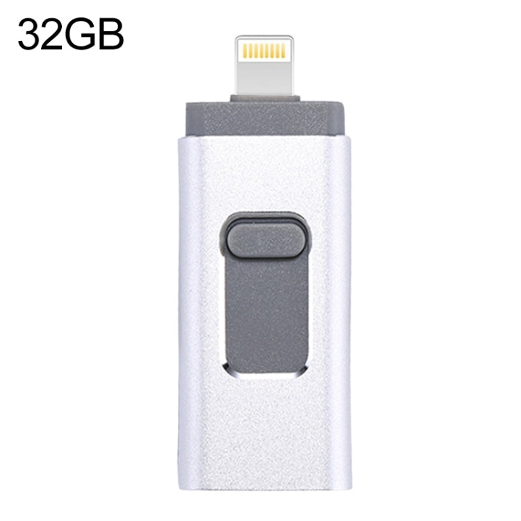 Clé USB 3 en 1 easyflash RQW-01B USB 2.0, 8 broches et micro USB 32 Go, RQW-01B Argent