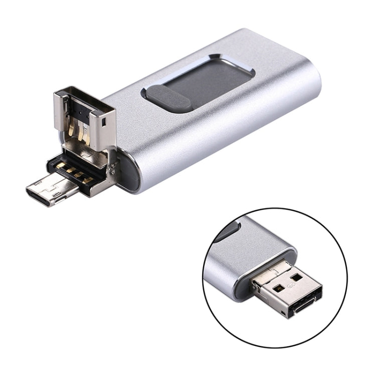 Clé USB 3 en 1 easyflash RQW-01B USB 2.0, 8 broches et micro USB 32 Go, RQW-01B Argent