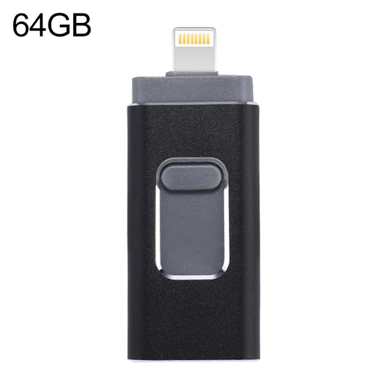 Clé USB 64 Go easyflash RQW-01B 3 en 1 USB 2.0 & 8 broches & Micro USB, RQW-01B Noir