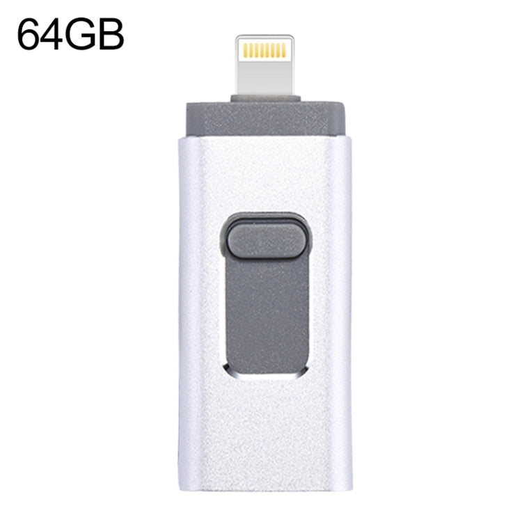 easyflash RQW-01B Clé USB 3-en-1 USB 2.0 & 8 broches & Micro USB 64 Go, RQW-01B Argent