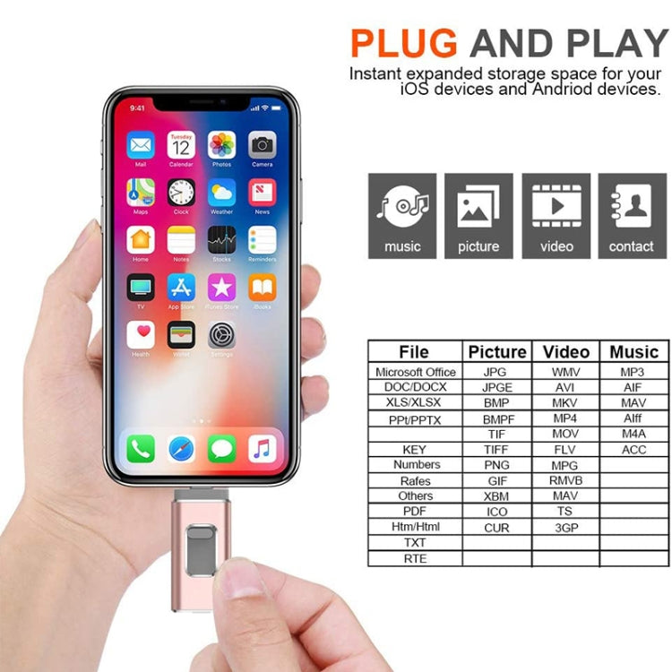 Clé USB easyflash RQW-01B 3 en 1 USB 2.0 & 8 broches & Micro USB 128 Go, RQW-01B Or
