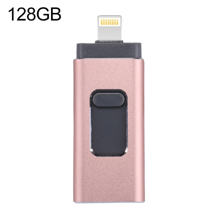 Clé USB easyflash RQW-01B 3 en 1 USB 2.0 & 8 broches & Micro USB 128 Go, RQW-01B Rose Doré