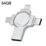 Clé USB 4 en 1 USB 2.0, 8 broches, Micro USB et USB-C / Type-C RQW-11S 64 Go, RQW-11S